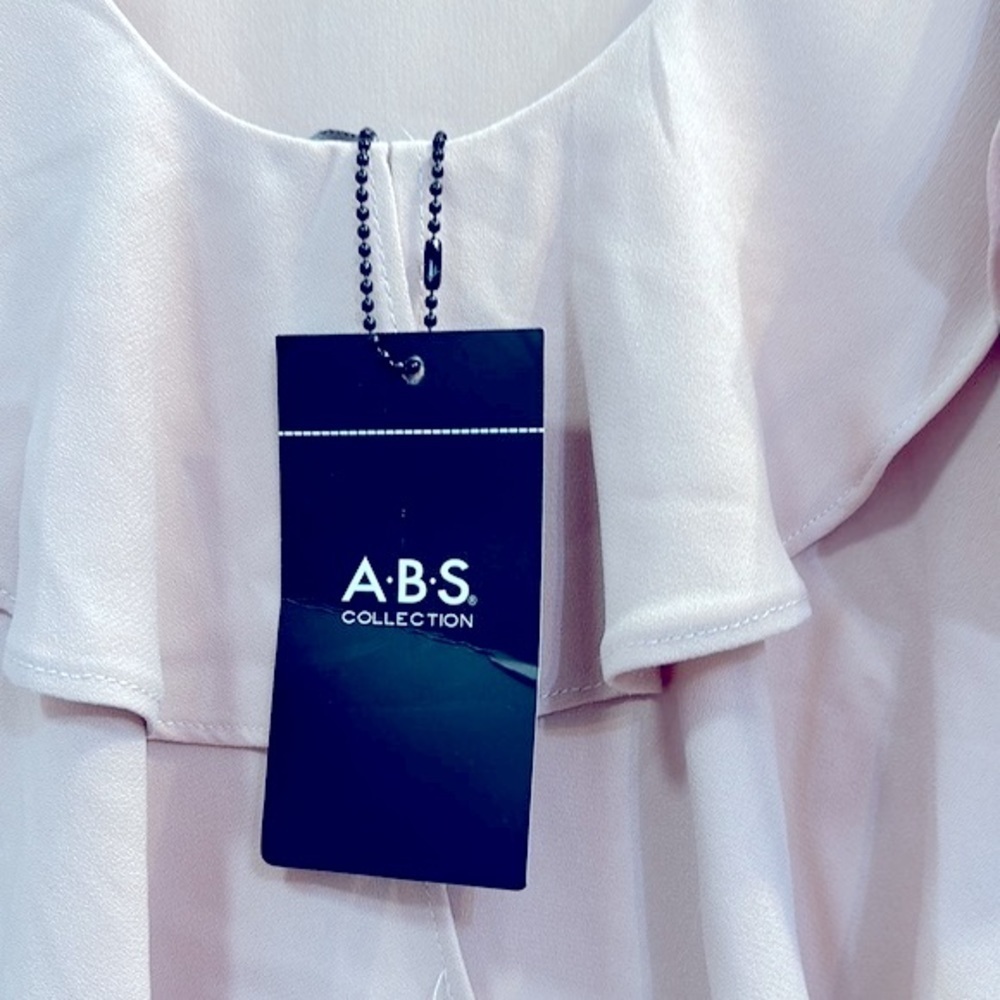 NWT Women’s ABS Collection 100% Polyester Ruffle Trim Dress Size Small - Picture 8 of 10